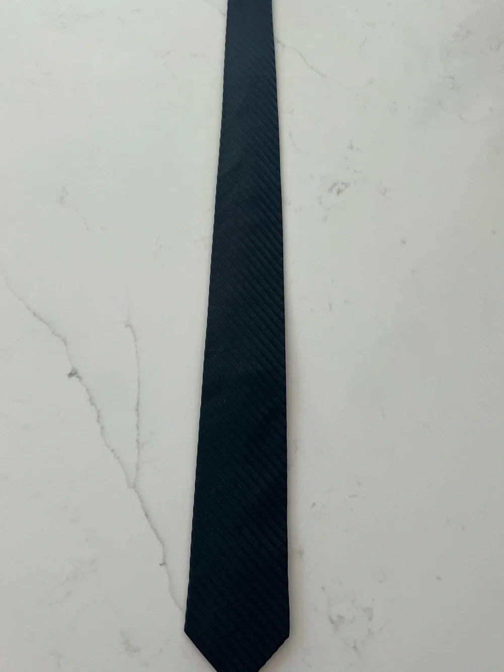 Sleek Silk Black Tie with Subtle Diagonal Texture